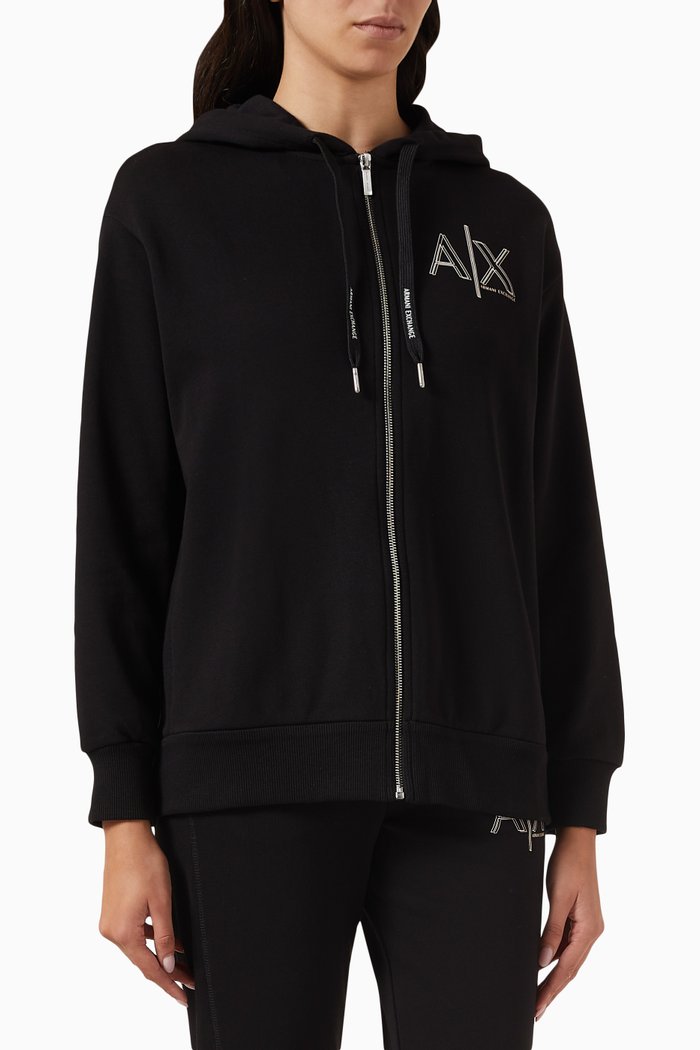 

AX Logo Hoodie in Fleece, Black
