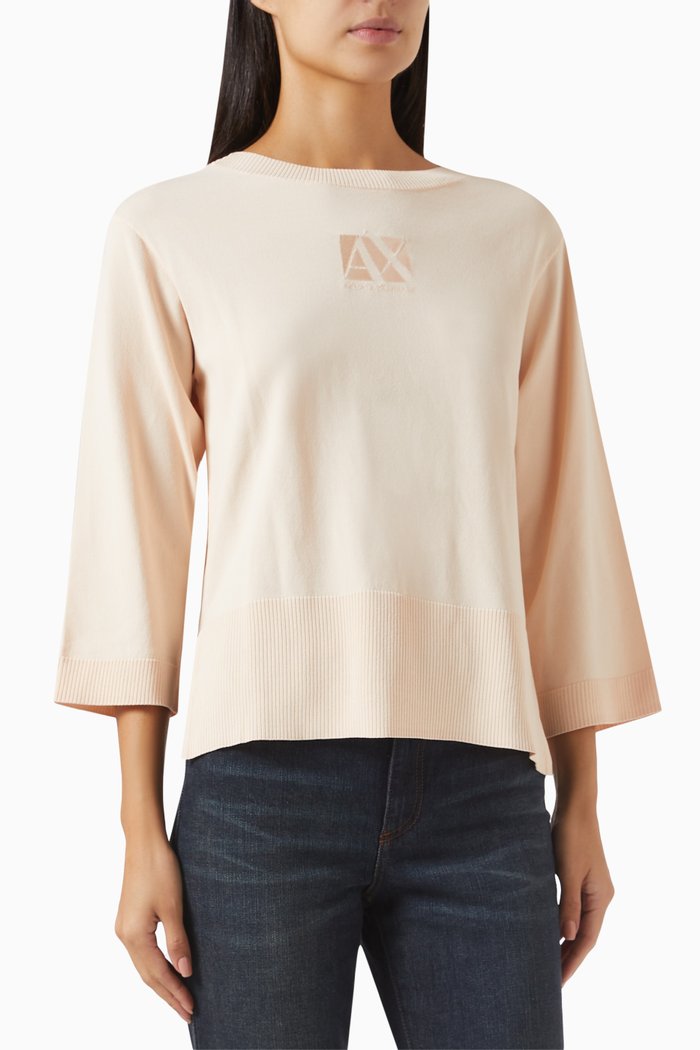 

AX Logo Pullover in Viscose, Pink
