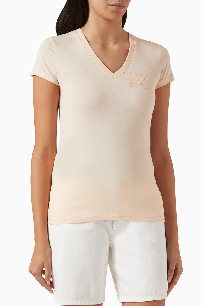 

Logo V-neck T-shirt, Pink