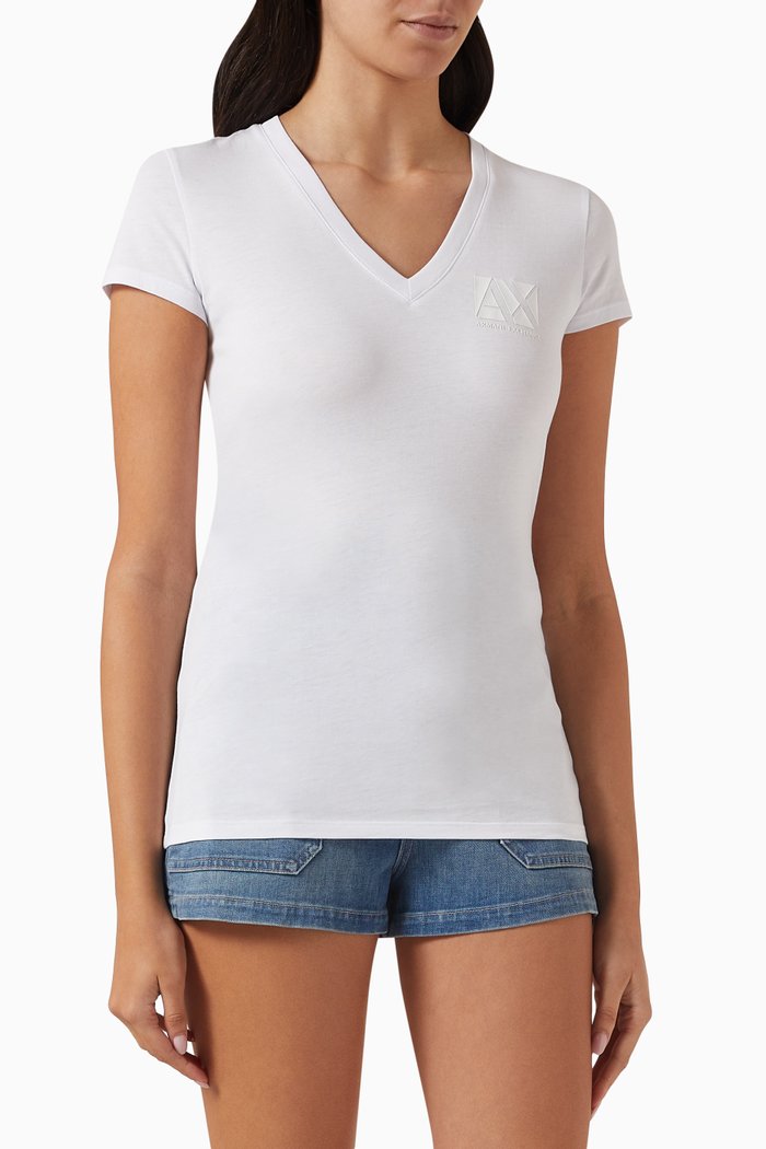 

Logo V-neck T-shirt, White