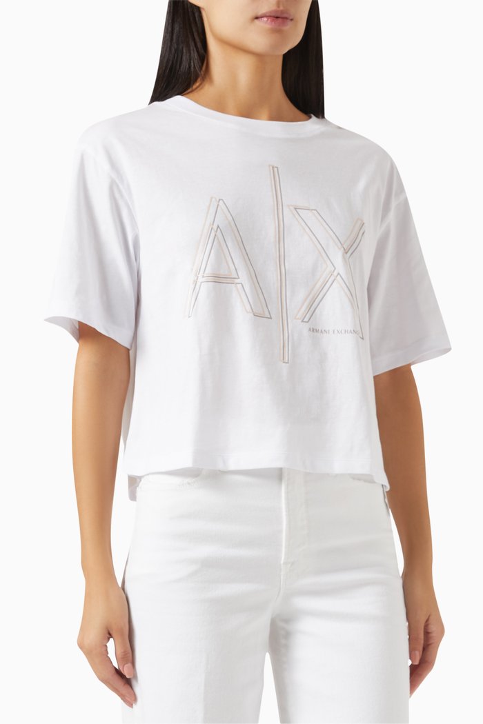

Cropped Logo T-Shirt in Cotton, White