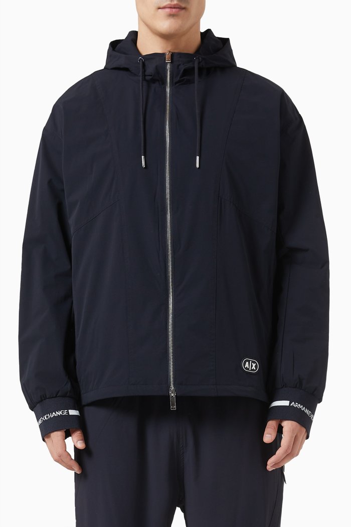 Full-Zip Hoodie in Polyester, Blue