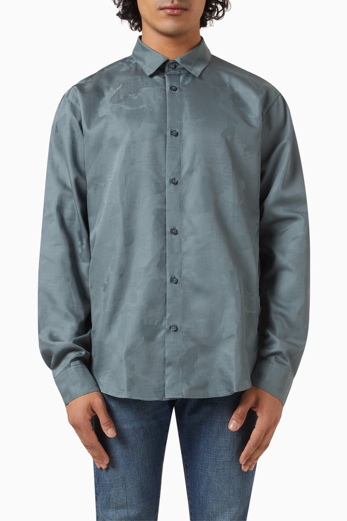 

Casual Shirt in Cotton Jacquard, Green