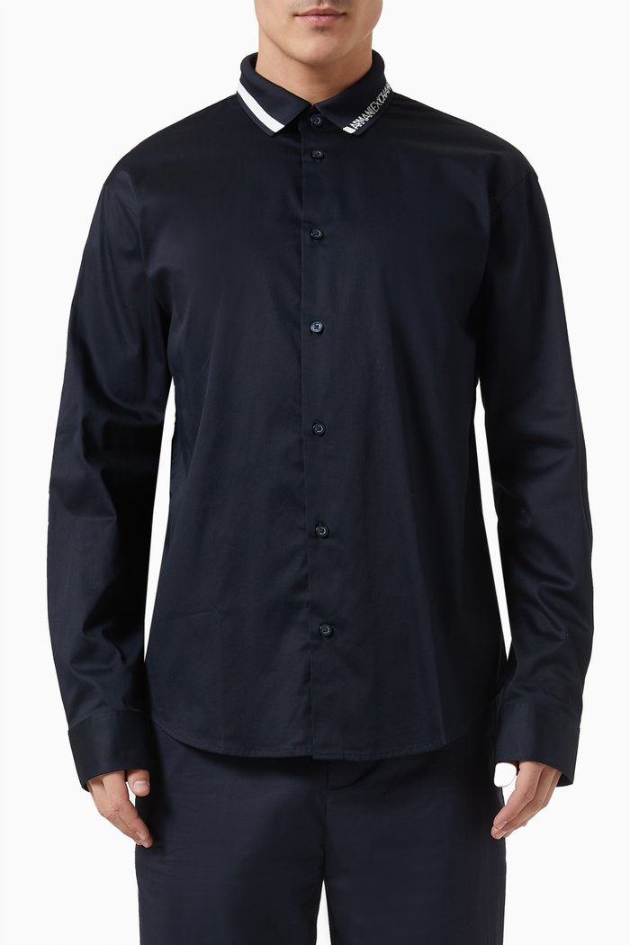 

EA Logo Casual Shirt in Cotton Poplin, Blue