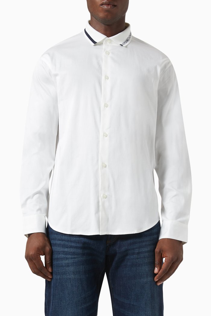

EA Logo Casual Shirt in Cotton Poplin, Neutral