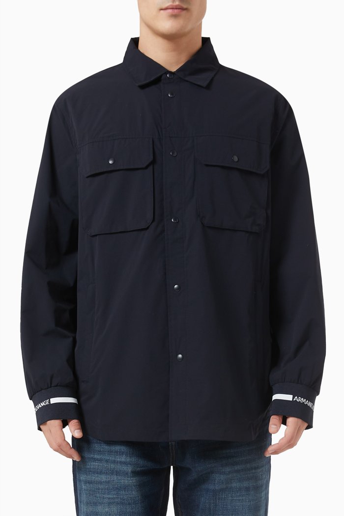 

AX Logo Cuffs Overshirt, Blue