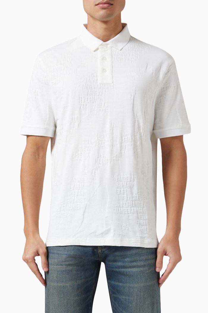 

All-over Logo Polo Shirt in Cotton Jacquard, Neutral