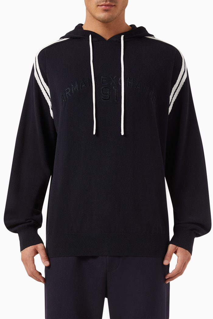 

Aqua AX Logo Hoodie in Cotton-knit, Blue