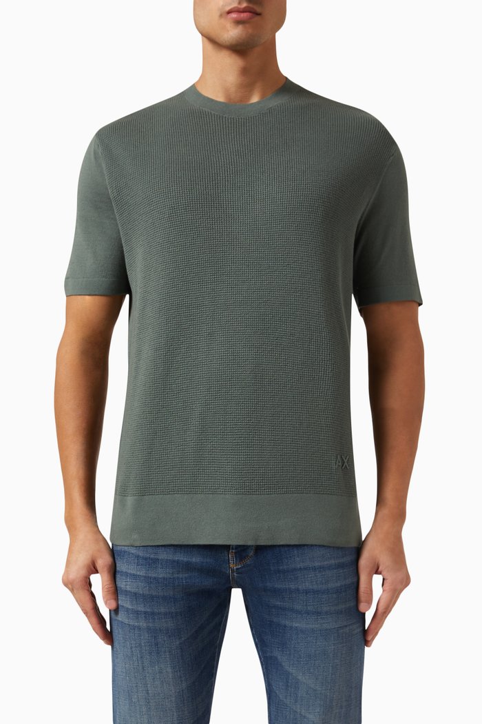 Short-sleeve Pullover in Cotton, Green