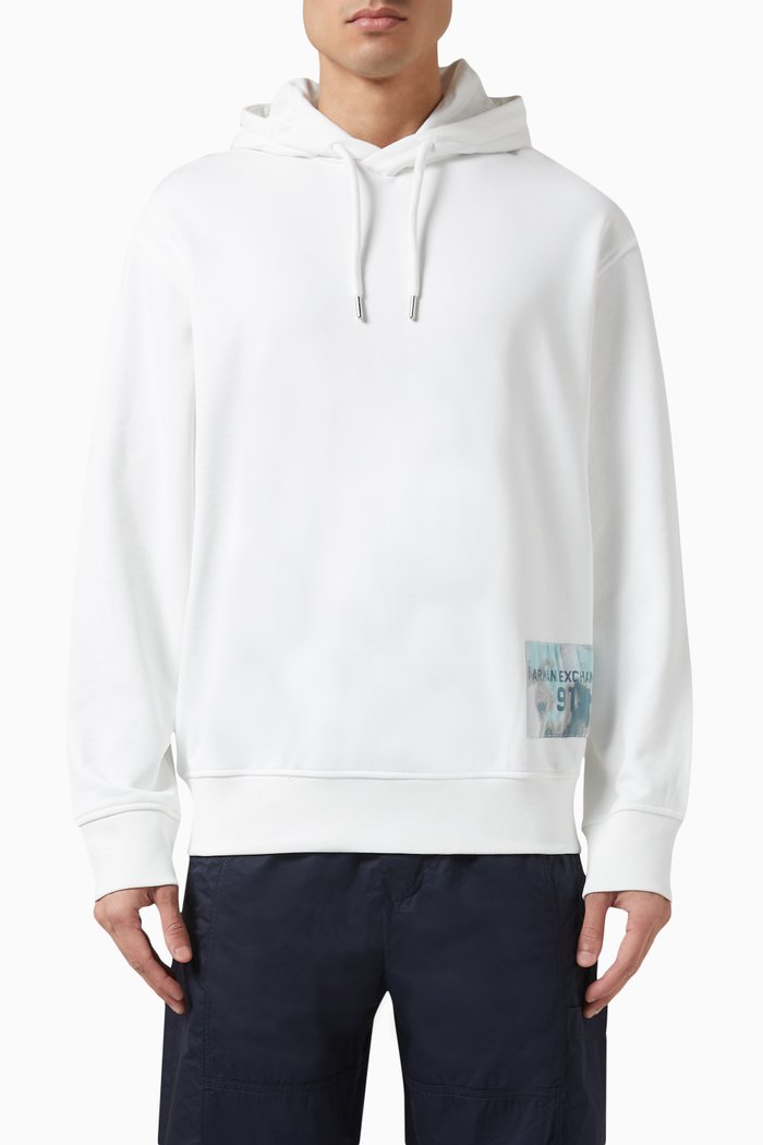 

Logo Patch Sweatshirt Hoodie in Cotton Jersey, Neutral