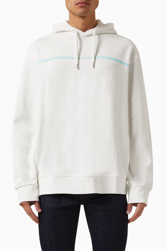 

AE Logo Sweatshirt Hoodie in Cotton Fleece, Neutral