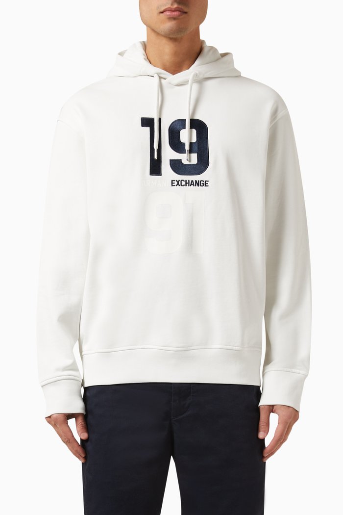

Logo Sweatshirt Hoodie in Cotton Fleece, Neutral