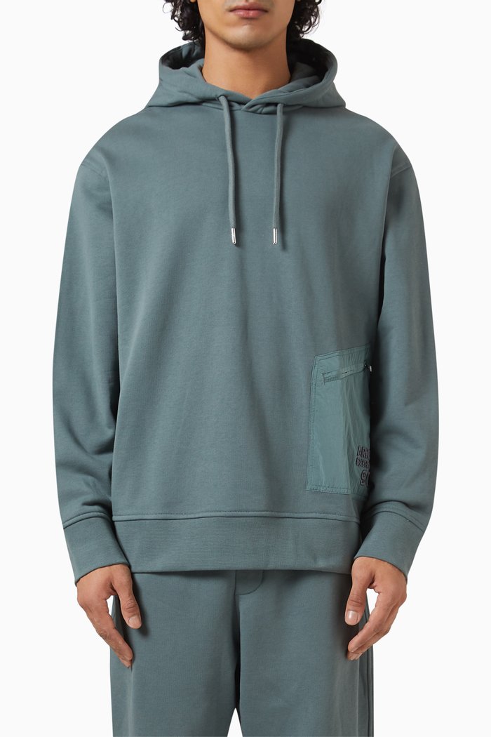 Logo Hoodie in Cotton Fleece, Green
