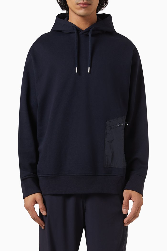 Logo Hoodie in Cotton Fleece, Blue