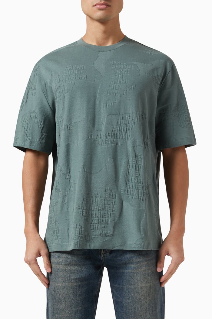 

All-over Logo T-Shirt in Cotton Jersey, Green