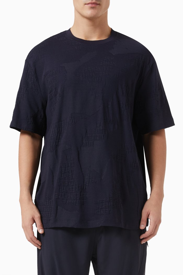 

All-over Logo T-Shirt in Cotton Jersey, Blue