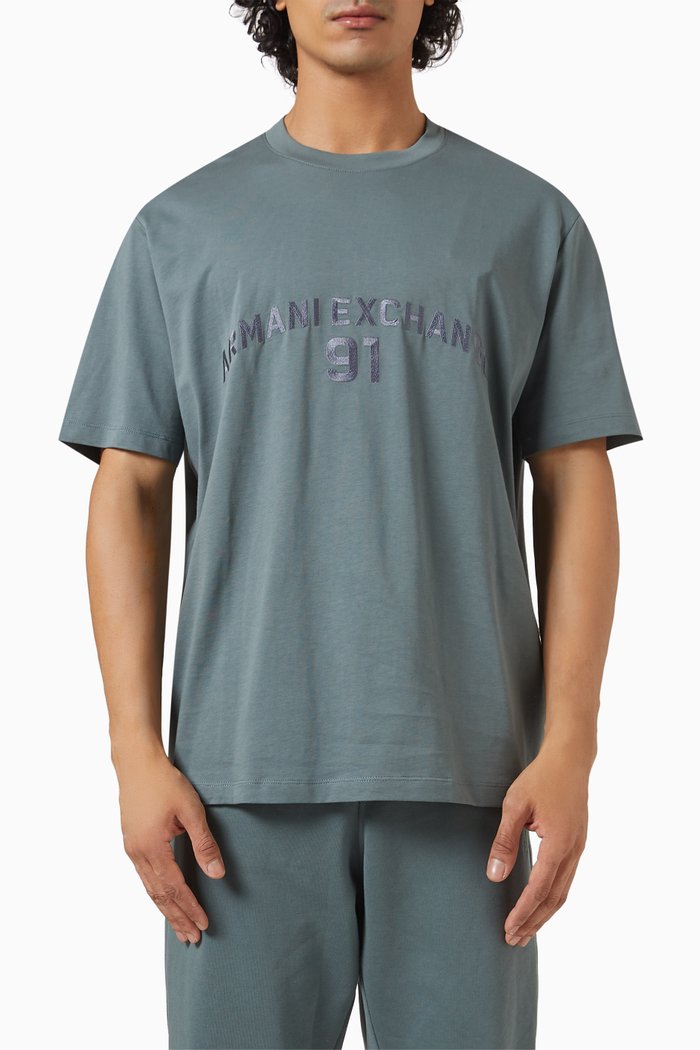 

Logo-embroidered T-shirt in Cotton, Green