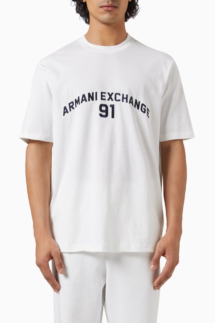 

Logo-embroidered T-shirt in Cotton, Neutral