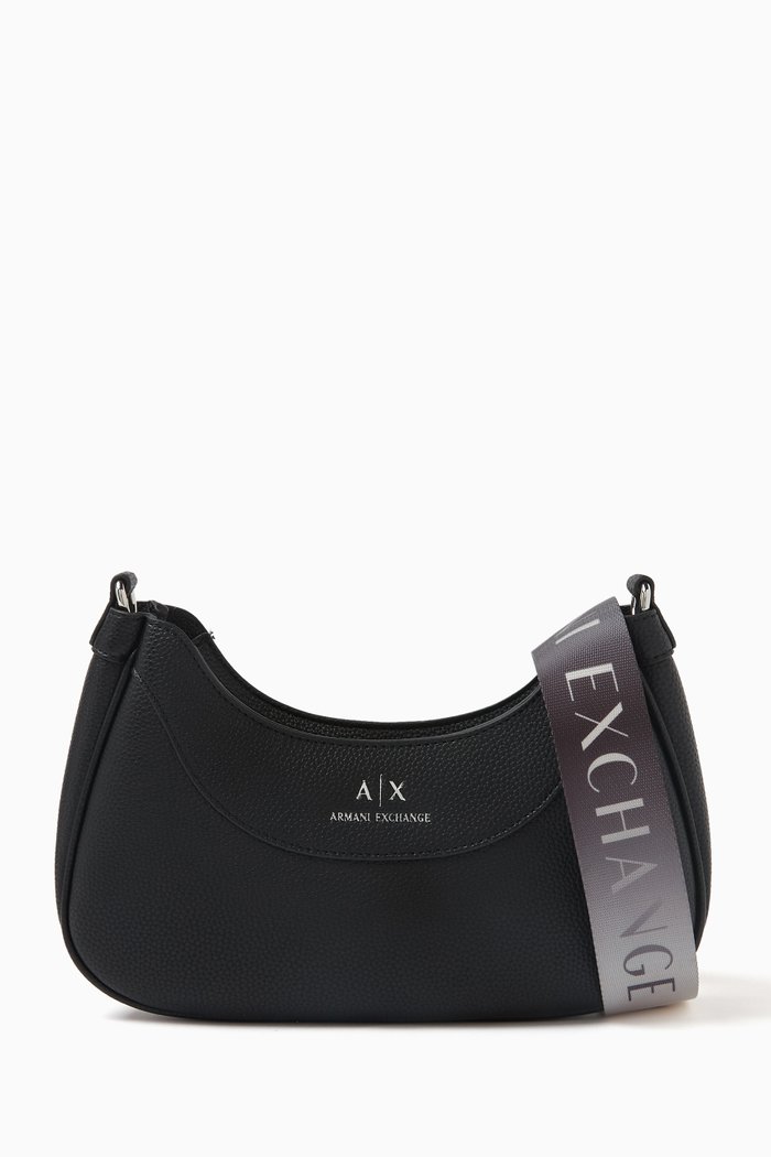 

Logo Crosbody Bag in Faux Leather, Black