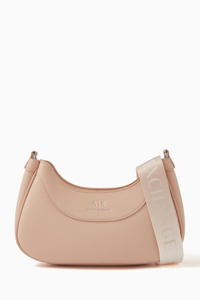 

Logo Crosbody Bag in Faux Leather, Pink