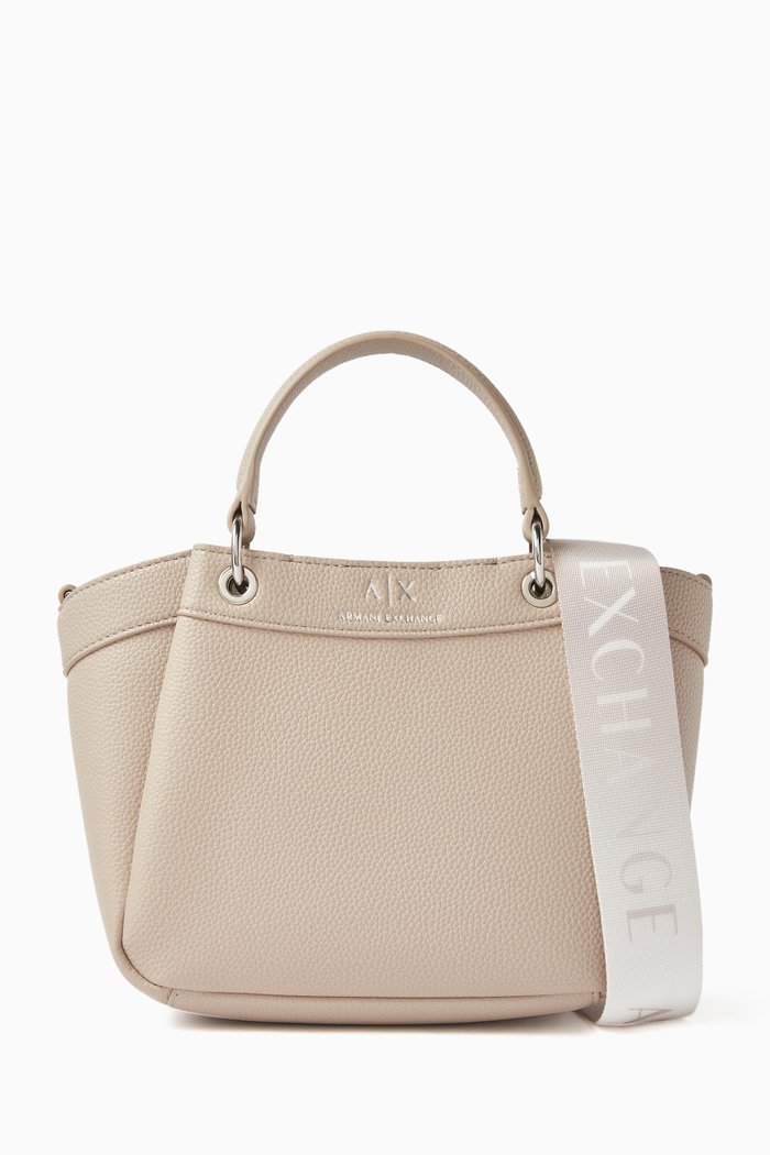 

Logo Shopper Bag in Faux Leather, Neutral