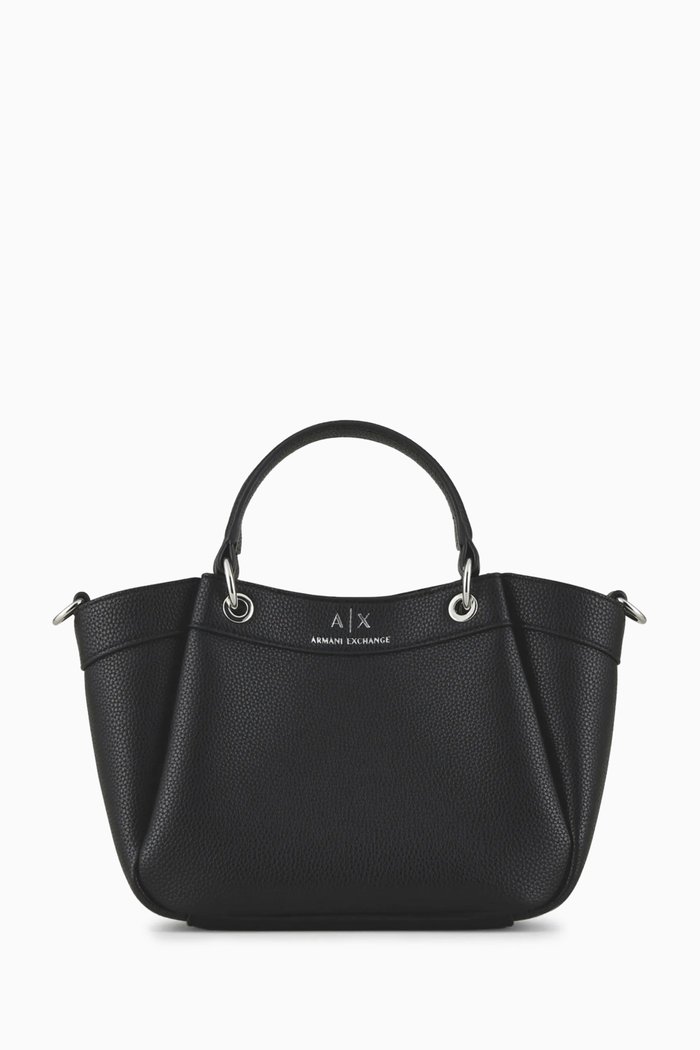 

Logo Shopper Bag in Faux Leather, Black