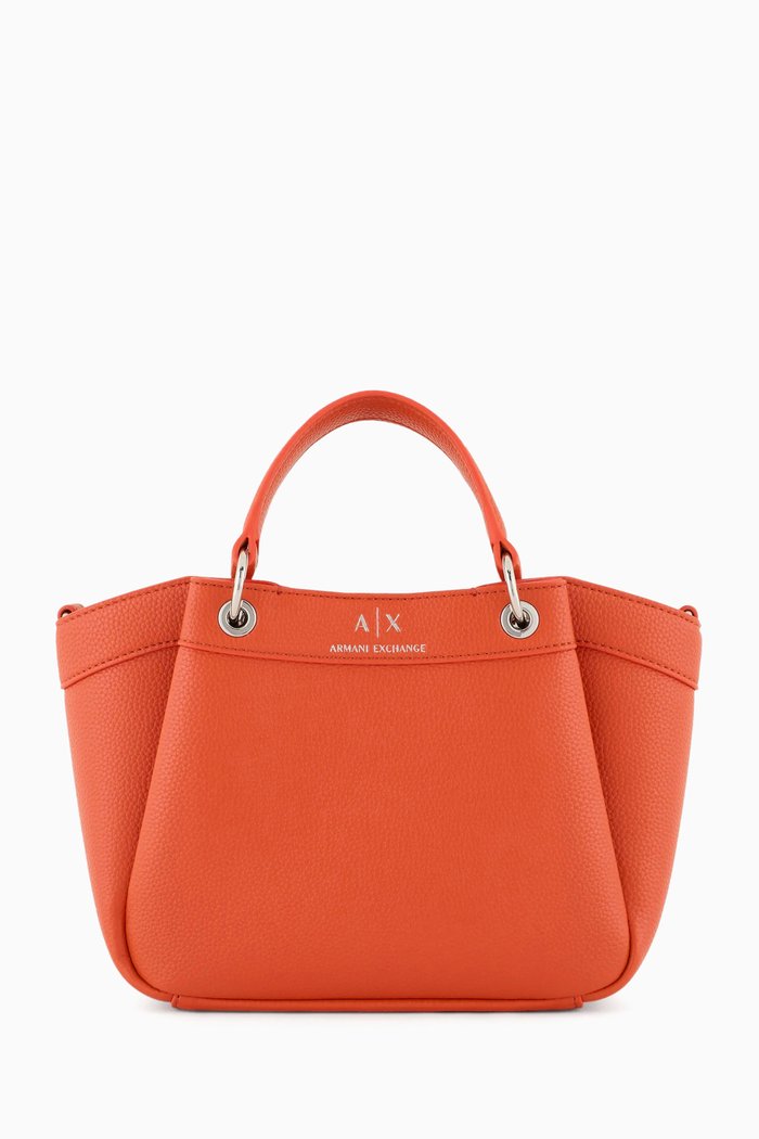

Logo Shopper Bag in Faux Leather, Orange