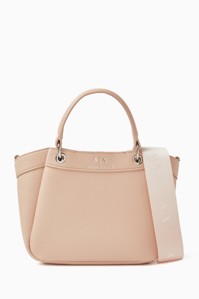 

Logo Shopper Tote Bag in Faux Leather, Pink