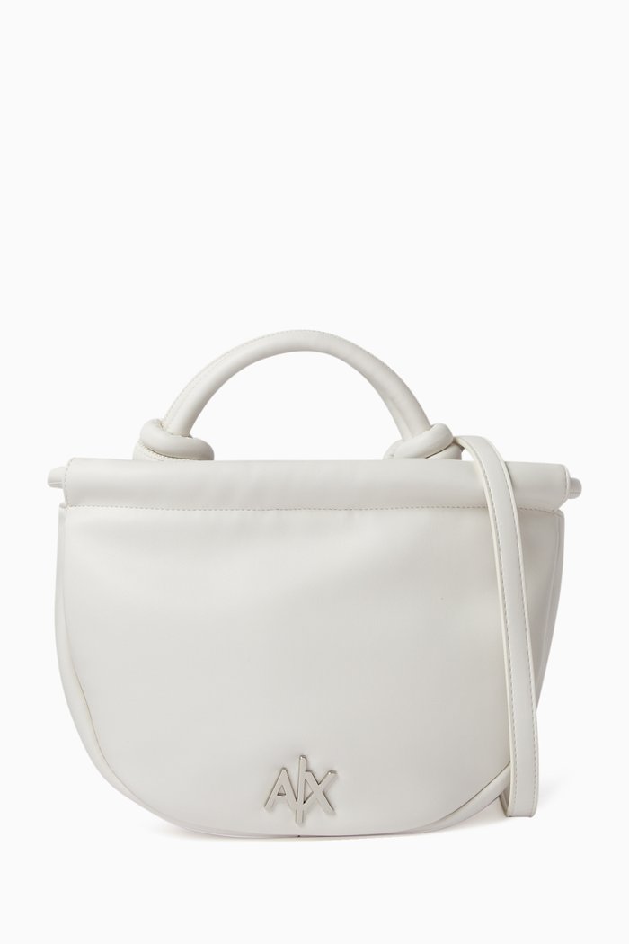 

Small Logo Hobo Bag in Faux Leather, White