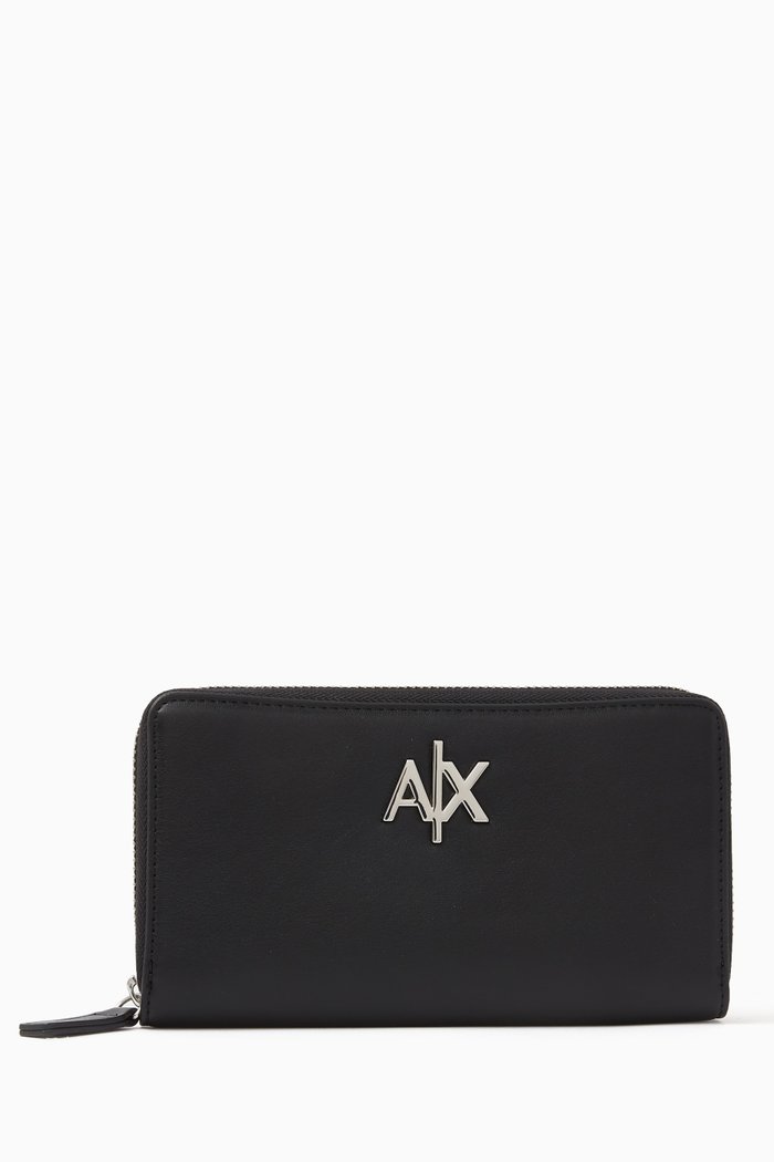 Zip-around AX Logo Wallet, Black