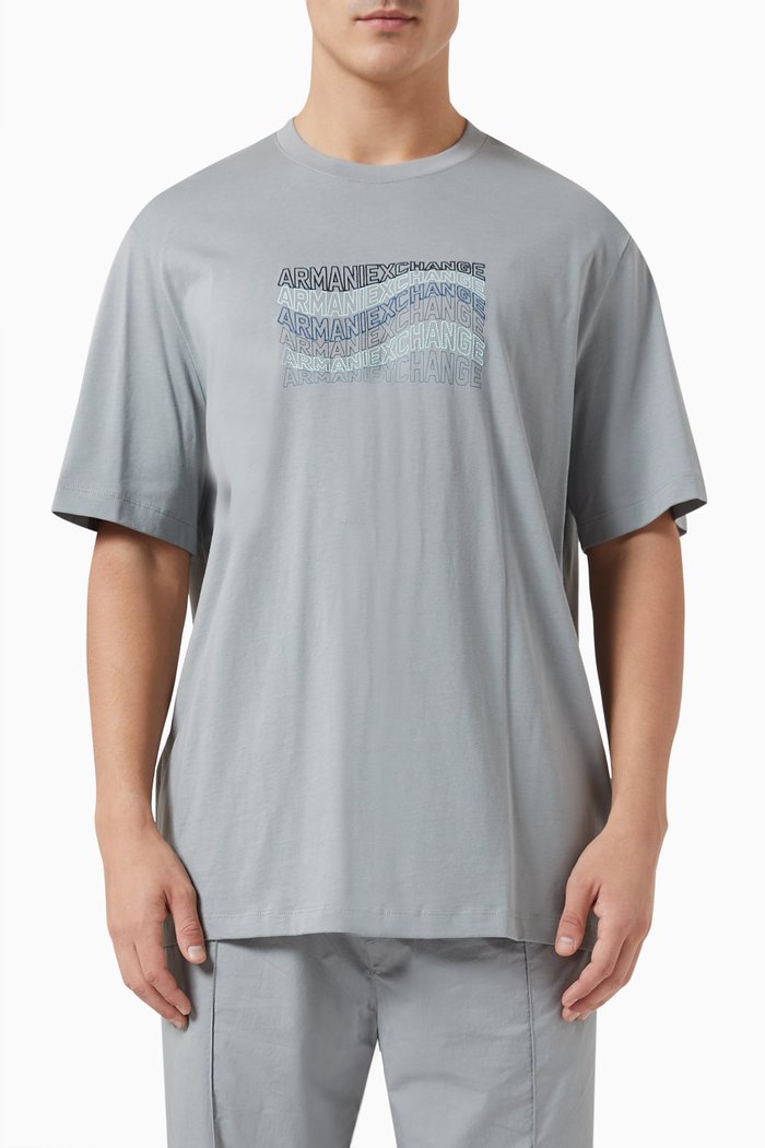 

Wavy Logo-detail T-shirt in Cotton, Grey