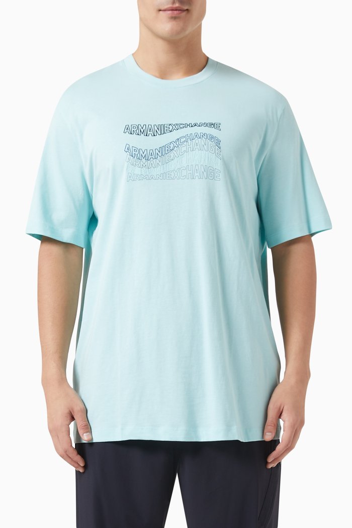 

Wavy Logo-detail T-shirt in Cotton, Blue