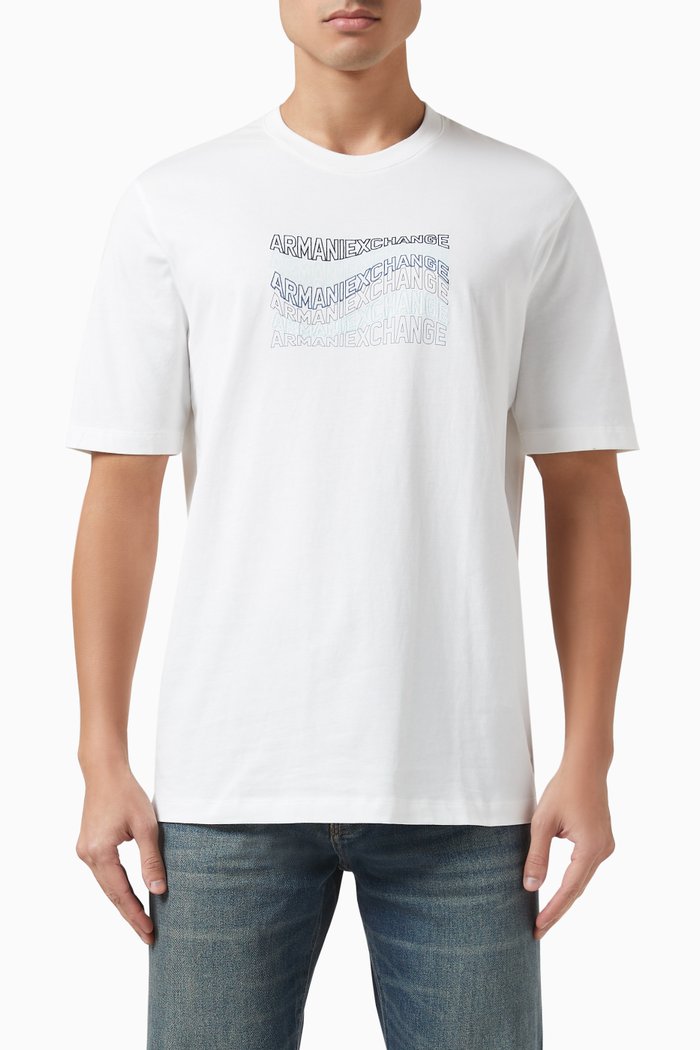 

Wavy Logo-detail T-shirt in Cotton, Neutral