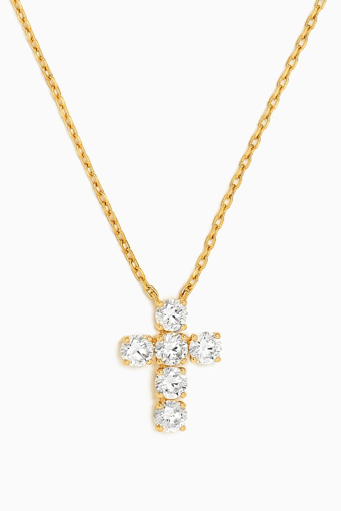 

Cross Pendant Diamond Necklace in 18kt Gold, White