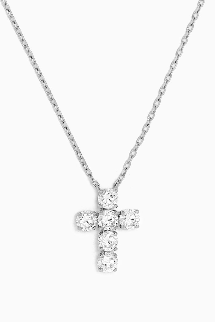 Cross Pendant Diamond Necklace in 18kt White Gold