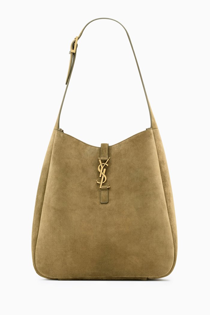 

Large Le 5 À 7 Soft Hobo Bag in Suede, Green