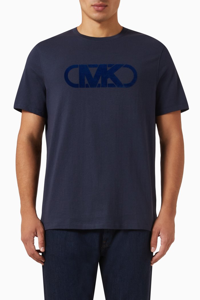 

Flocked Empire Logo T-shirt in Cotton, Blue