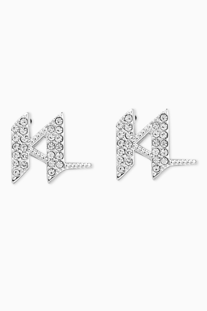 

K/Monogram Pavé Studs in Brass, Silver