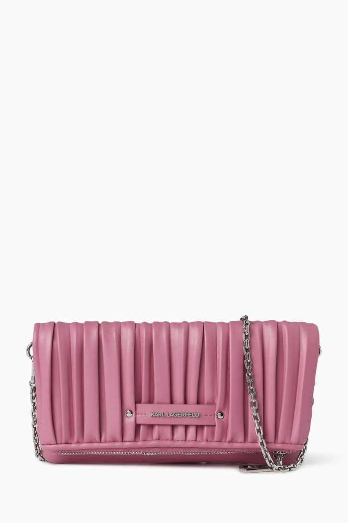 

K/Kushion Pleated Crossbody Bag in Faux Leather, Purple