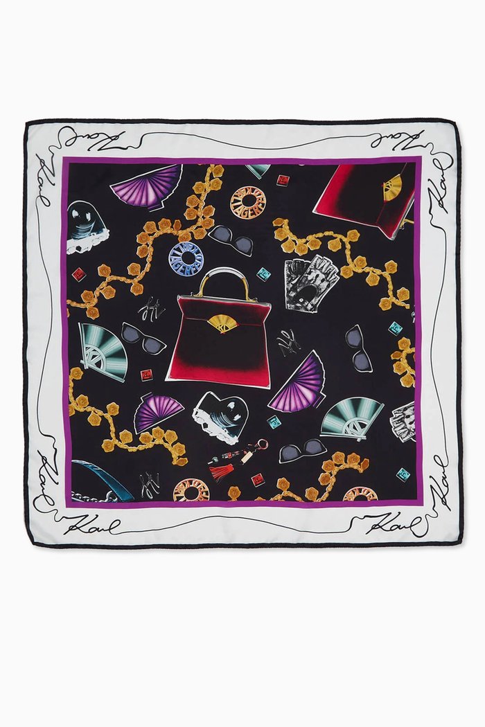 

K/Archive Printed Scarf in Silk, Multicolour