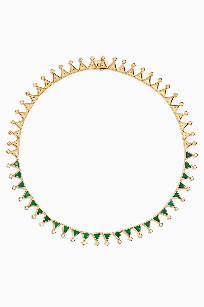 

Diamond & Emerald Collar Necklace in 18kt Gold, Yellow