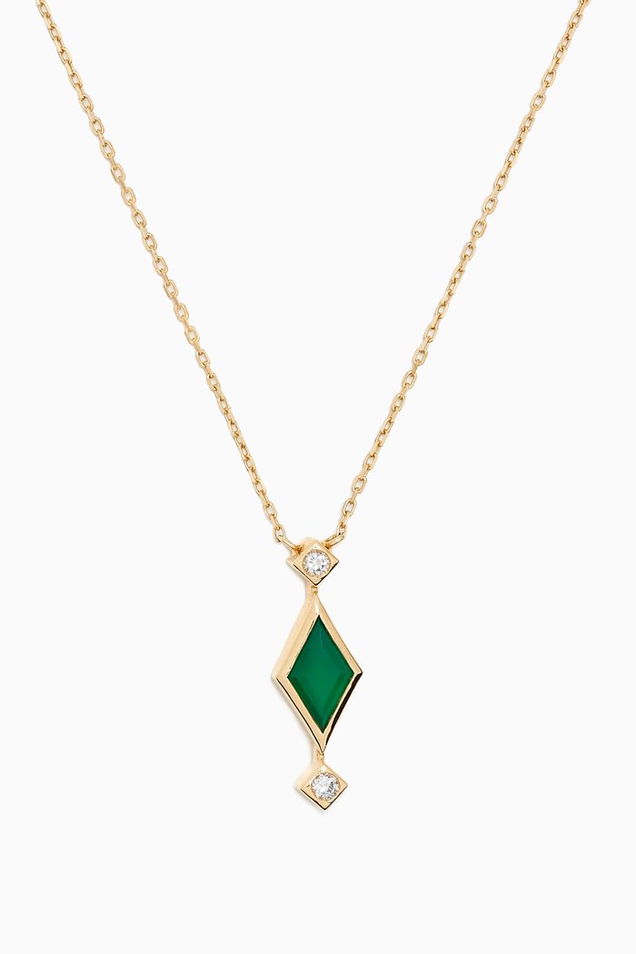 

Green Onyx & Diamond Necklace in 18kt Gold, Yellow