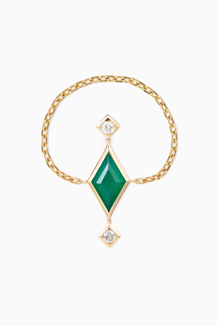 Khudra Diamond Chain Ring in 18kt Yellow Gold