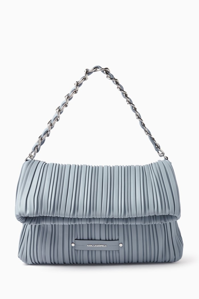 

Medium K/Kushion Quilt Folded Shoulder Bag in Faux Leather, Blue