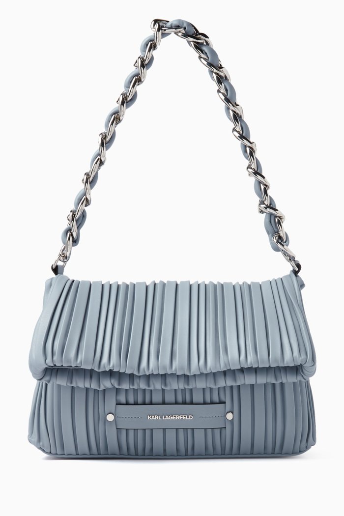 

Small K/Kushion Quilt Folded Shoulder Bag in Faux Leather, Blue