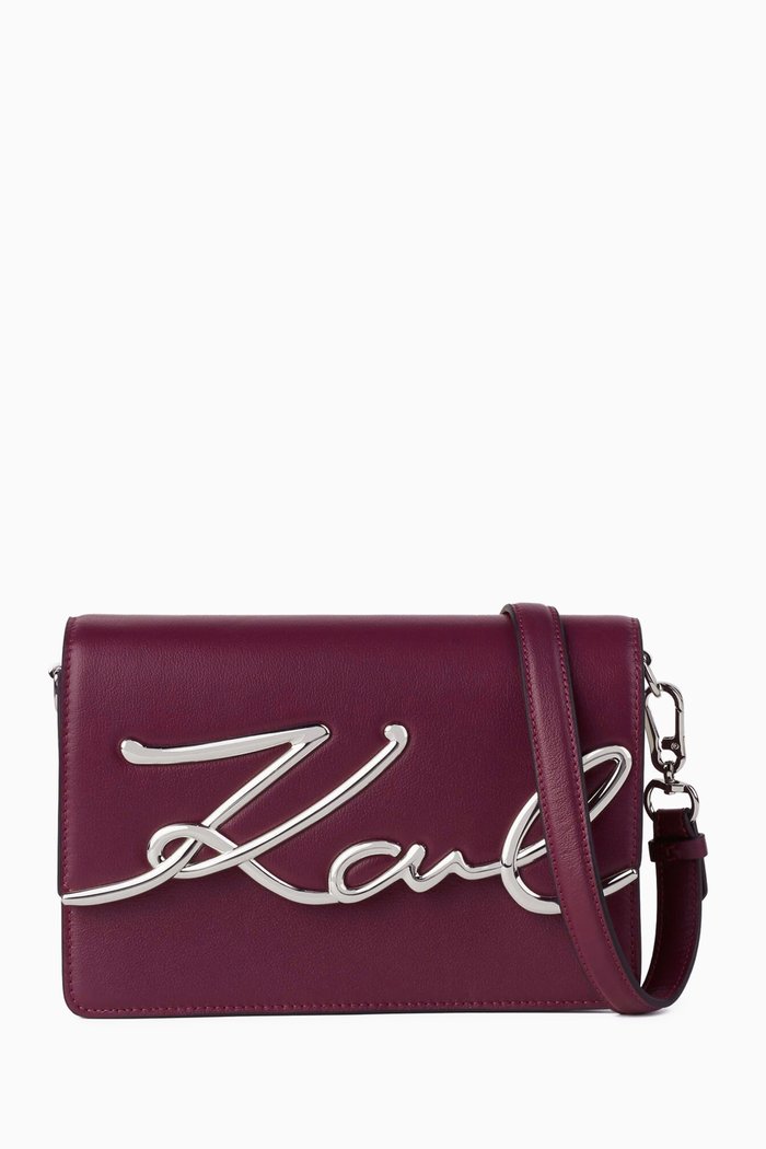 

Medium K/Signature Crossbody Bag in Leather, Pink