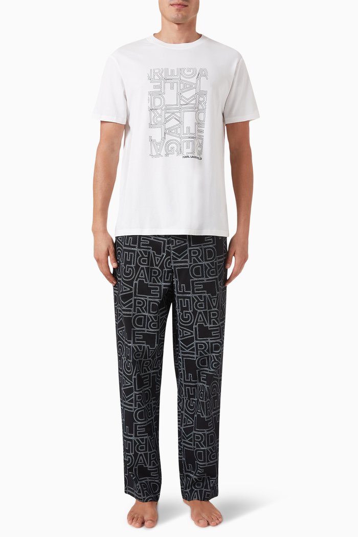 

Logo Printed Pyjama Set in Cotton-jersey, White