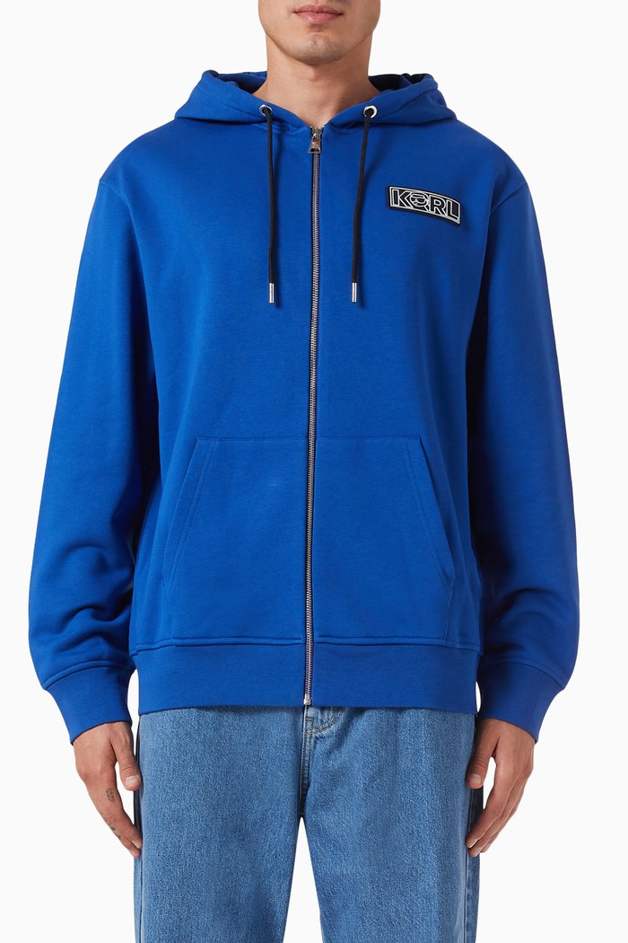 

Ikonik 2 Zip Hoodie in Cotton, Blue