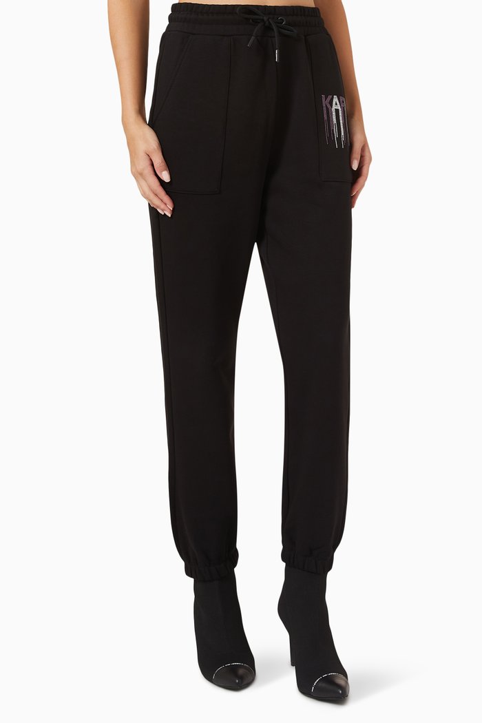 

Rhinestone Logo Sweatpants in Cotton-jersey, Black