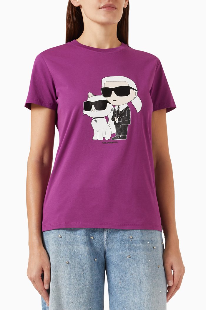 

Ikonik Karl & Choupette T-shirt in Cotton-jersey, Purple